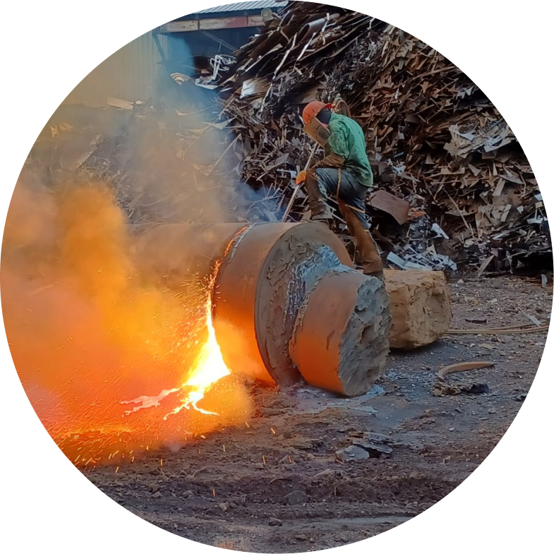 Expert torchman processing scrap metal at IMX Scrap Services