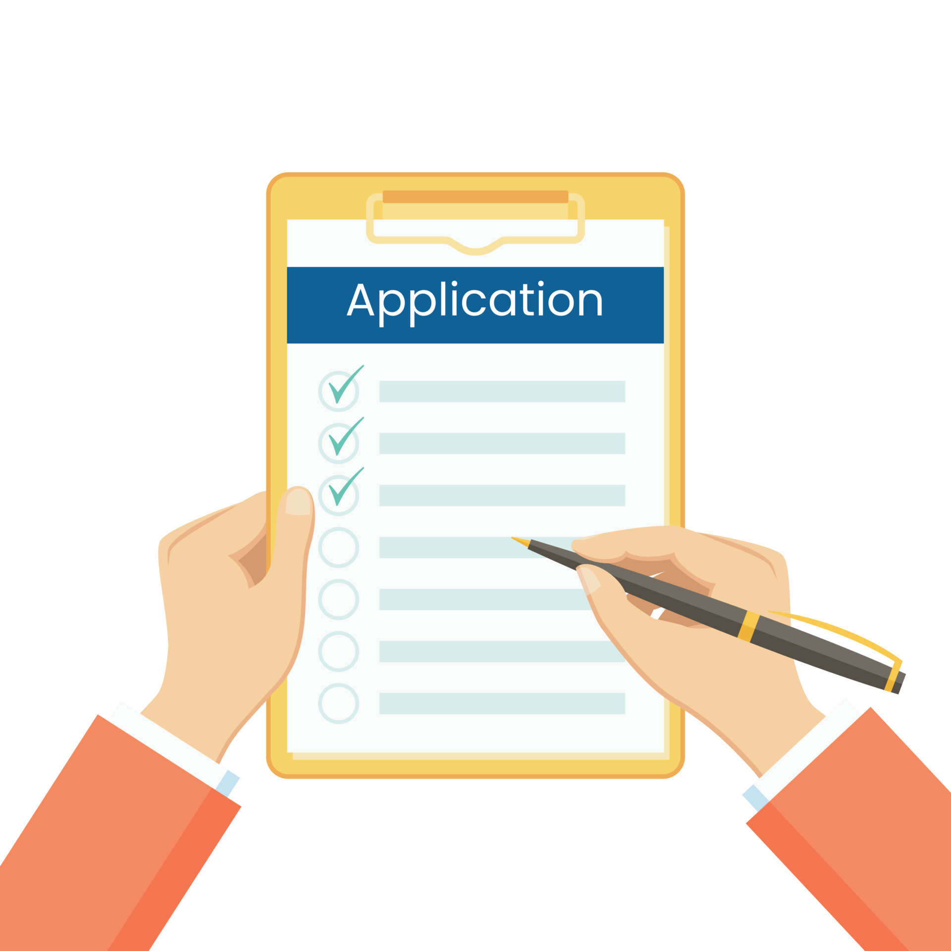 Paper application form with pen on desk ready for job applicants